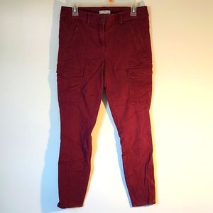 Ann Taylor LOFT Burgundy Red Skinny Pants Pockets Zippers 6